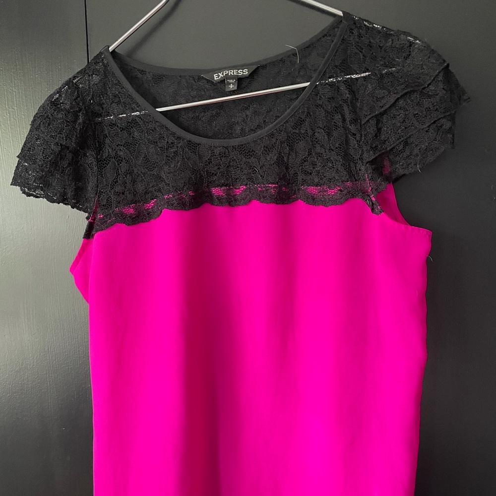 Pink and Black Lace Top